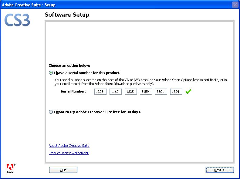 adobe cs3 master collection activation number